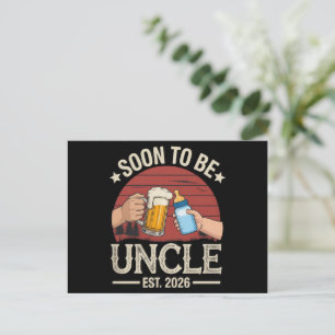 Carte Postale Faire-part Bientôt Oncle 2026 Annonce de Grossesse Rétro