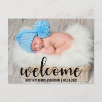 Bienvenue Nouveau Bébé Écriture Moderne Noire