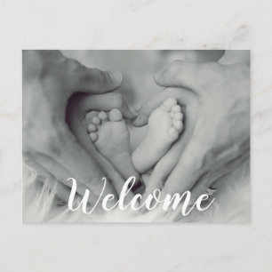 Carte Postale Faire-part Bienvenue Script superposition photo bébé nouveau-