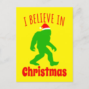 Carte Postale Faire-part Bigfoot drôle Je crois en Noël      