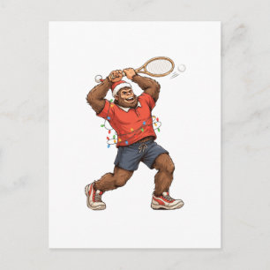 Carte Postale Faire-part Bigfoot Sasquatch Tennis Noël 2026 Vacances
