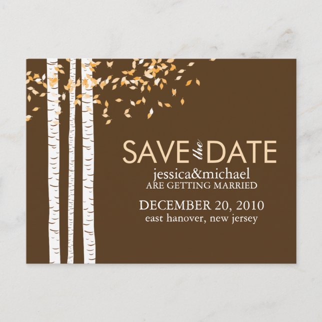 Carte Postale Faire-part Birch Trees Save the Date Mariage (Devant)