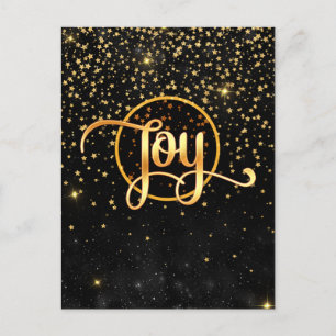 Carte Postale Faire-part Black and Gold Stars JOY