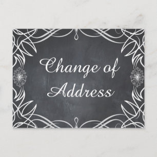 Carte Postale Faire-part Black Chalkboard Swirl élégant Changement d'adress