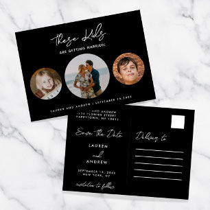 Carte Postale Faire-part Black Funky Budget Enfants Se Marier Mariage