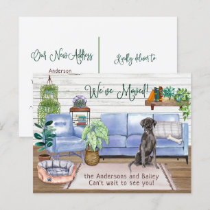 Carte Postale Faire-part Black Labrador Retriever Cosy New Home Moving  