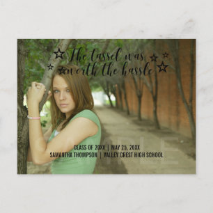 Carte Postale Faire-part Black Tassel Worth Hassle Photo Graduation