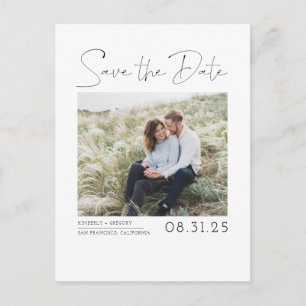 Carte Postale Faire-part Blanc Simple et Minimal Enregistrer la Date Photo