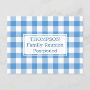 Carte Postale Faire-part Bleu clair Buffalo Check Reunion de famille report
