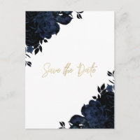 Bleu foncé Marine Floral Gothic Enregistrer la dat