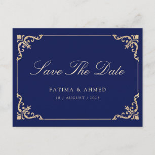 Carte Postale Faire-part Bleu Musulman Islamique Enregistrer La Date