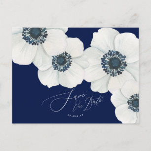 Carte Postale Faire-part Bleu Nuit et Blanc Nautilus Économisez la Date