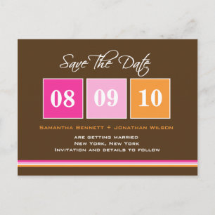 Carte Postale Faire-part Blocs de date - Rose orange