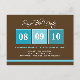 Carte Postale Faire-part  Blocs de date - Turquoise