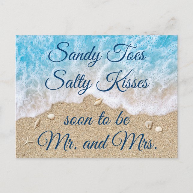 Carte Postale Faire-part Blue Beach Waves Sauvez la date (Devant)