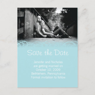 Carte Postale Faire-part Blue & Beautiful Swirl Enregistrer la date Annonce