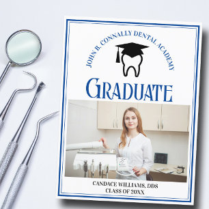 Carte Postale Faire-part Blue Dental School Photo Custom Graduation