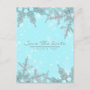Carte Postale Faire-part Blue Winter Wonderland Snowflakes Enregistrer la d
