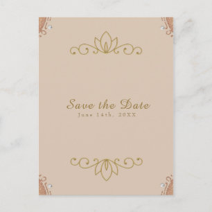 Carte Postale Faire-part Blush Pink & Gold Pearl Elegant Chic Enregistrer l