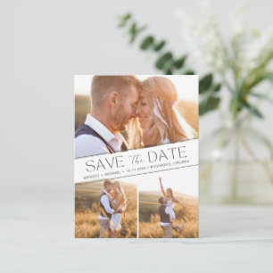 Carte Postale Faire-part Boho 3 Photo Collage Mariage Enregistrer la date