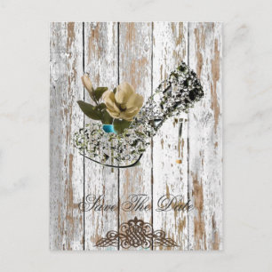 Carte Postale Faire-part boho chic grange bois mariage campagnard rustique