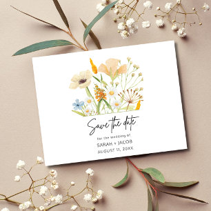 Carte Postale Faire-part Boho Fleurs sauvages Budget Mariage Enregistrer la
