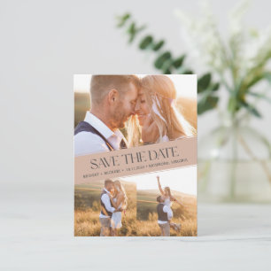 Carte Postale Faire-part Boho Photo Collage Mariage rustique Enregistrer la