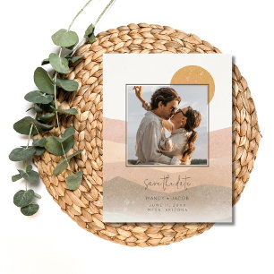 Carte Postale Faire-part Boho Photo Desert Wedding Enregistrer la date