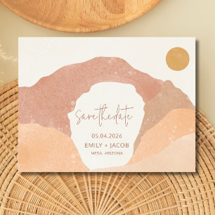 Carte Postale Faire-part Boho Rust Terracotta Desert Wedding Enregistrer la