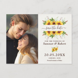 Carte Postale Faire-part Boho Watercolor moderne Tournesols Enregistrer la 