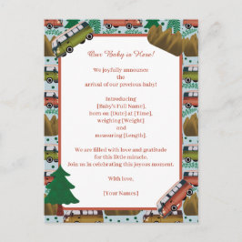 Carte Postale Faire-part Bois Camper Baby Boy