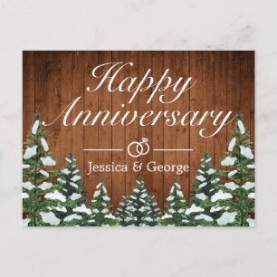 Carte Postale Faire-part Bois neigeux & Forêt Bonne fête anniversaire Salut