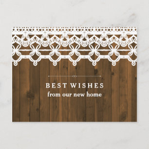 Carte Postale Faire-part Bois rustique de nouveau brun d'adresse avec la