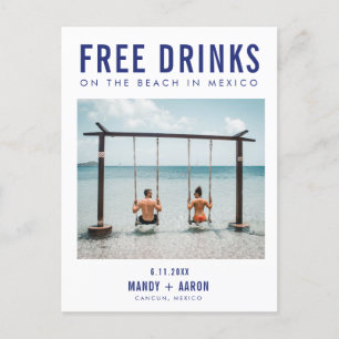 Carte Postale Faire-part Boissons gratuites Cancun Mexique Enregistrer la d