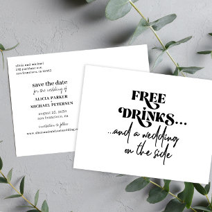 Carte Postale Faire-part Boissons gratuites drôle mariage moderne enregistr