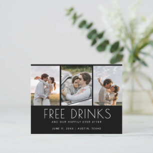 Carte Postale Faire-part Boissons Gratuites Drôles 3 Photos Mariage Épargne