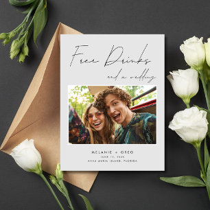 Carte Postale Faire-part Boissons Gratuites Drôles Mariage Photo Enregistre