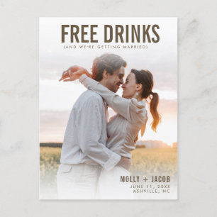 Carte Postale Faire-part Boissons gratuites Photo Wedding Enregistrer la da