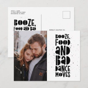 Carte Postale Faire-part Boissons, Nourriture, Mauvais Mouvements de Danse