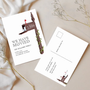 Carte Postale Faire-part Boîte aux lettres peinte à l'aquarelle Nouvelle ma