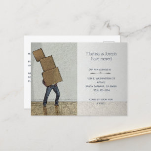 Carte Postale Faire-part Boîtes de déménagement amusantes Nouveau Accueil