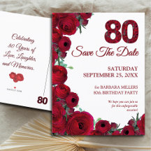Bold Rouge Floral 80e anniversaire Enregistrer la 