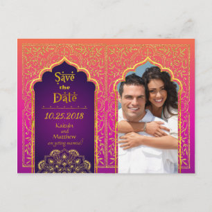 Carte Postale Faire-part Bollywood Arabian Nights Enregistrez la date