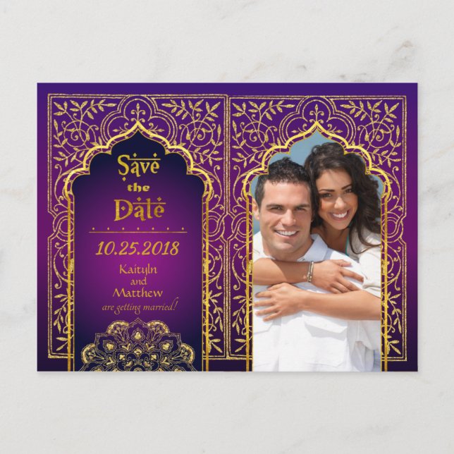 Carte Postale Faire-part Bollywood Arabian Nights Sauvez la date (Devant)