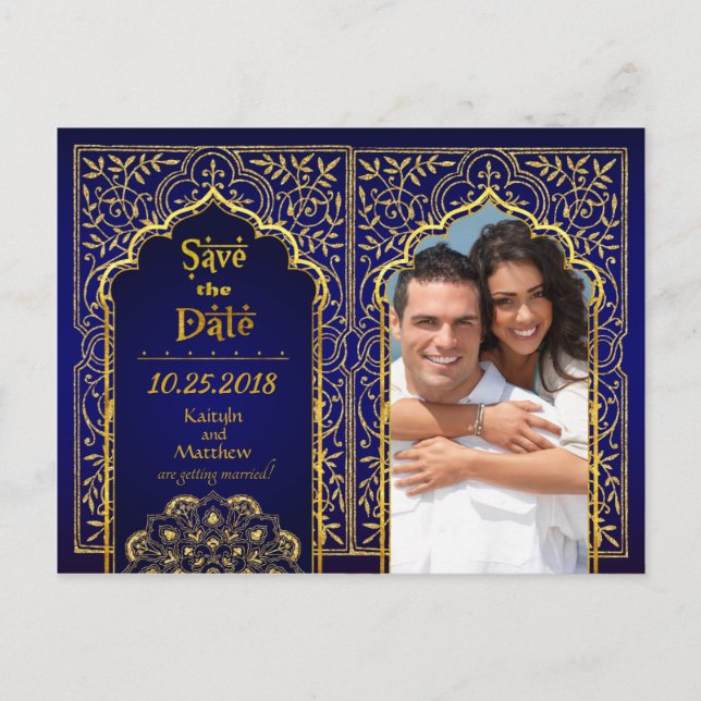 Carte Postale Faire-part Bollywood Arabian Nights Sauvez la date (Devant)