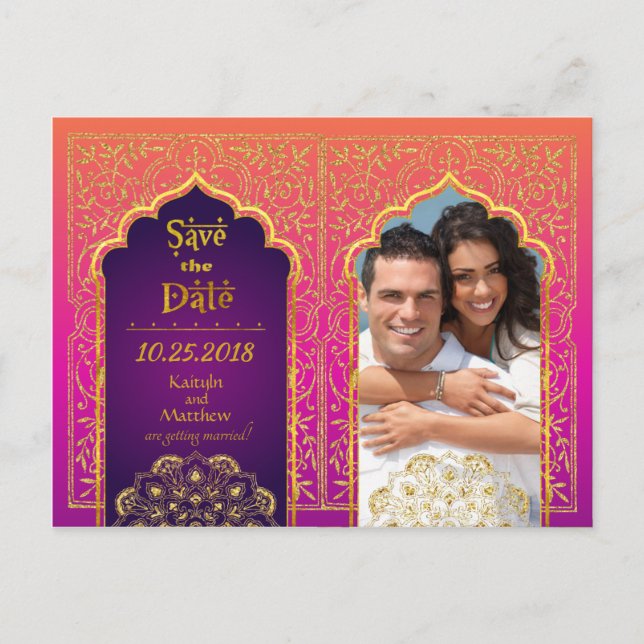Carte Postale Faire-part Bollywood Arabian Nights Sauvez la date (Devant)