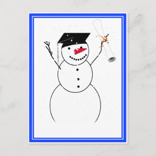 Carte Postale Faire-part Bonhomme de neige diplômé pour le petit diplômé