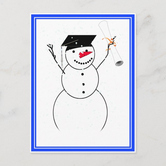 Carte Postale Faire-part Bonhomme de neige diplômé pour le petit diplômé (Devant)