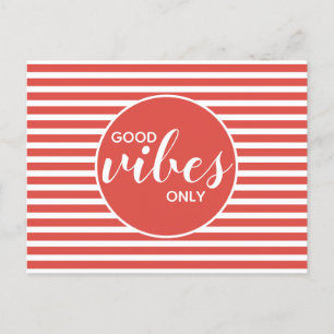 Carte Postale Faire-part Bonnes Vibrations Uniquement Citation Typographiqu