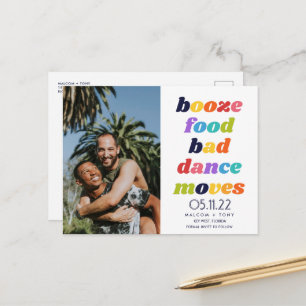 Carte Postale Faire-part Booze Amusant, Nourriture, Mauvaise Danse Déplace 